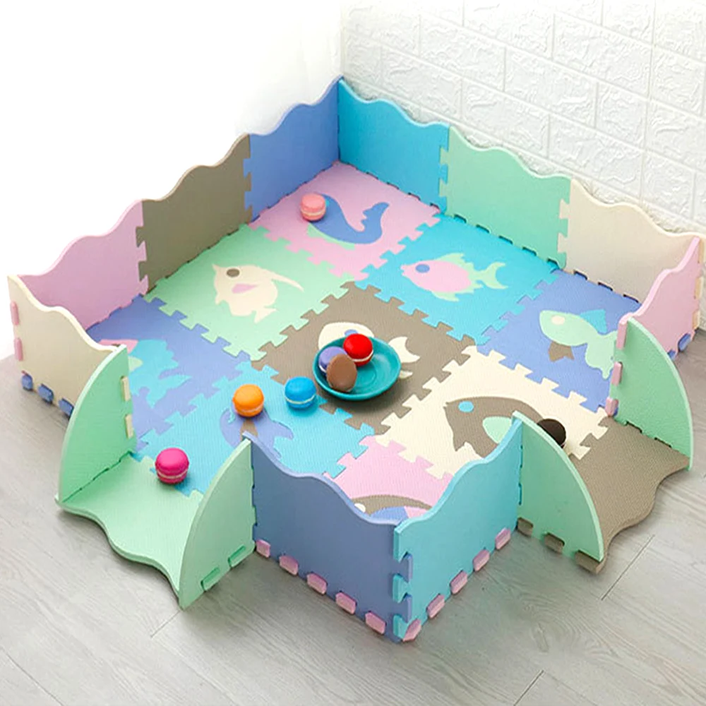 EVA Foam Play Mat with Fence Baby Puzzle Jigsaw Floor Mats Thick Carpet Pad Toys For Kids