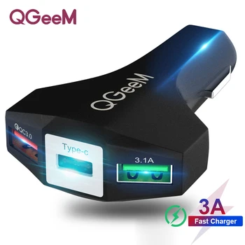 

QGEEM QC 3.0 USB C Car Charger Quick Charge 3.0 Auto Fast Charger Adapter Hammer 3 USB-C Portable Car Charger for iPhone Xiaomi