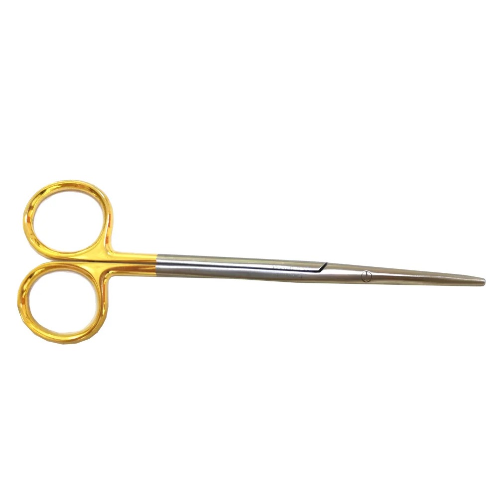 

15.2 cm medical stainless steel elbow with gold handle comprehensive scissors mei scissors soft tissue scissors