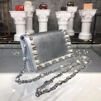 

Brand Hand-woven Pearl Bags Lady Beaded Shoulder Bag Women Party Vintage Handbag Ins Small Flap Bag Mini Cross body Bag