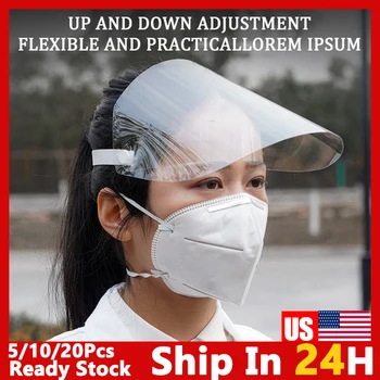 

1PC Protective Adjustable Anti Droplet Dust-proof Full Face Cover Mask Visor Shield Droplet Windproof Face Shield Washable