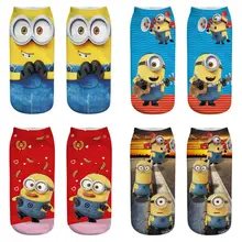 Новинка года; милые хлопковые носки до щиколотки для мужчин и женщин забавные хлопковые носки с миньонами рождественские носки яркие милые короткие носки для мальчиков и девочек