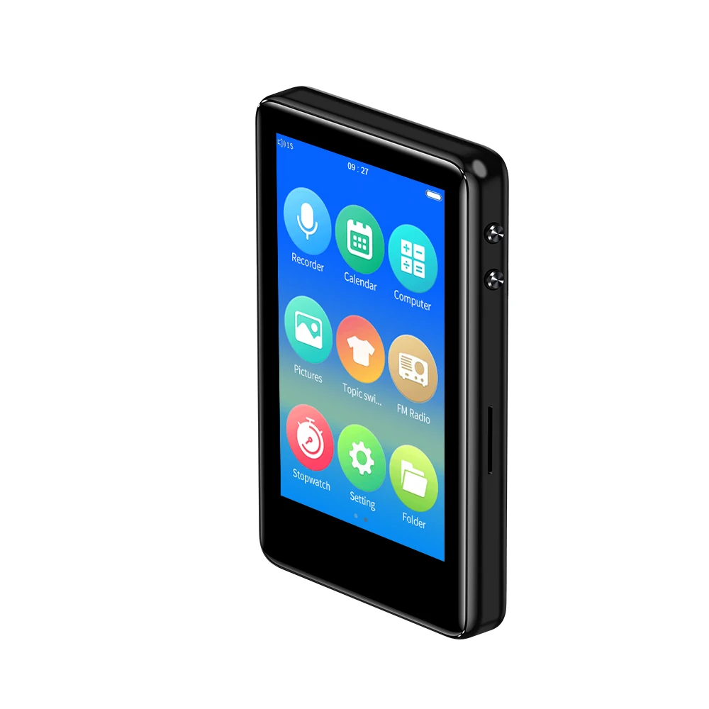Черный MP4 плеер Bluetooth 4,2 встроенный динамик 3,0 дюймов полный сенсорный цветной экран видео плеер с FM, поддержка sd-карты до 128 ГБ - Цвет: Черный