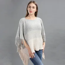 

Women's Tassel Cape Sweater Oversized Batwing Warm Fringe Poncho Woman Autumn Shawl Scarves Femme Loose Knitted Pullover Cloak