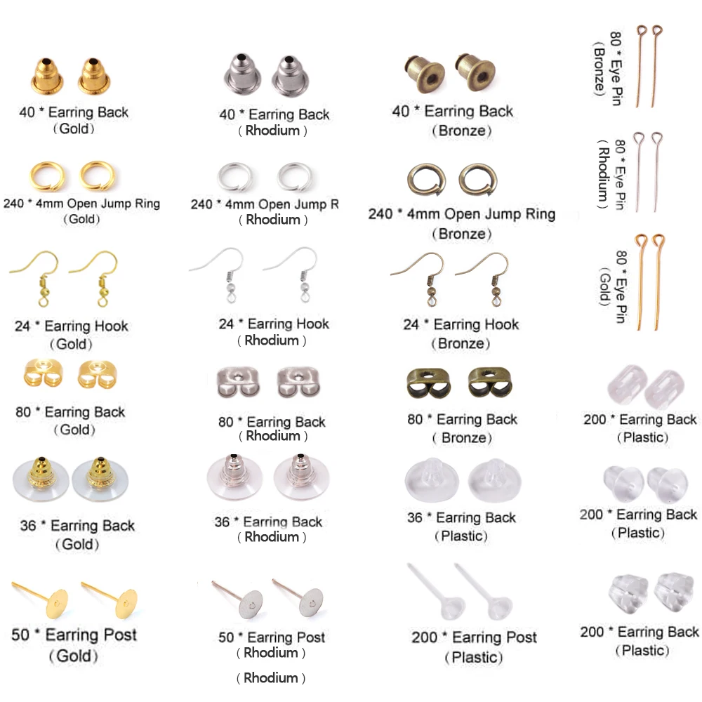 Kit Jewelry Findings Names Findings Earring Hook Coil Ear Wire DIY