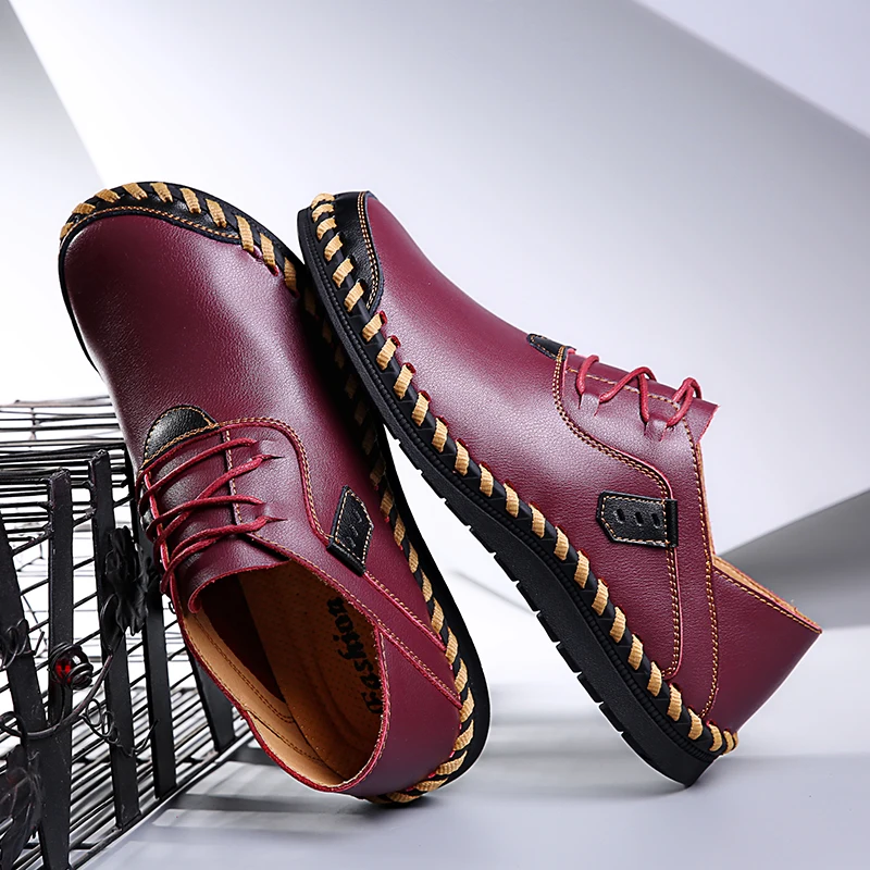 

leather men lazy soft shoes men leather breathablewild round head extra largeblack non-slip soft bottom driving shoes