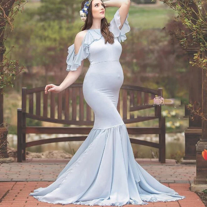 Lace Prop Ruffle Maxi Dress Maternity Dresses For Photo Shoot Pregnancy Dress Photography