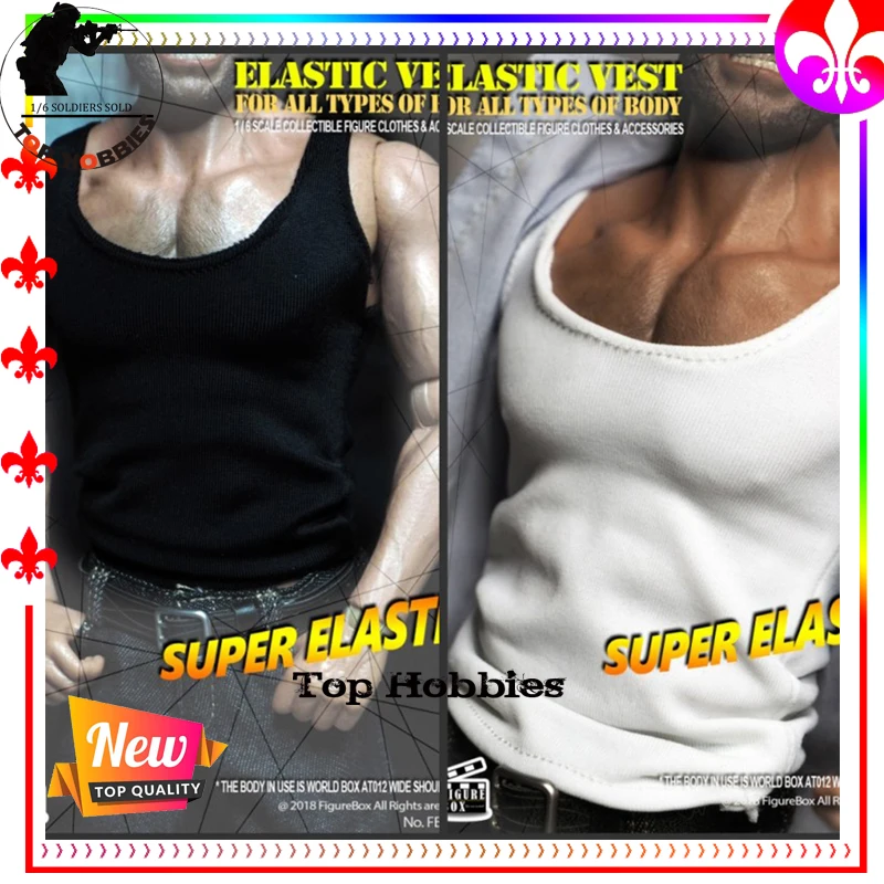 1/6 Scale Action Figure Male Clothes Men's Strong Stretch low-neck Vest Slim Fit 12Inch Muscle Body Box Toy | Игрушки и хобби