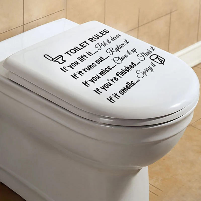 Creative Reminder Writing Toilet Stickers DIY Wc Washroom PVC Waterproof Posters Decals Models Wall Stickers Art Home Decoration