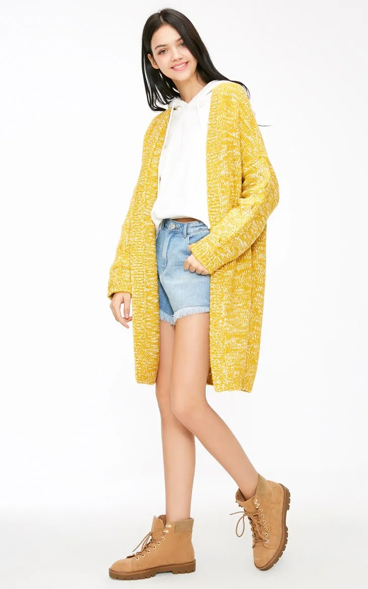 Vero Moda женский грубое смешивание вязаный длинный кардиган с открытыми плечами | 318325504