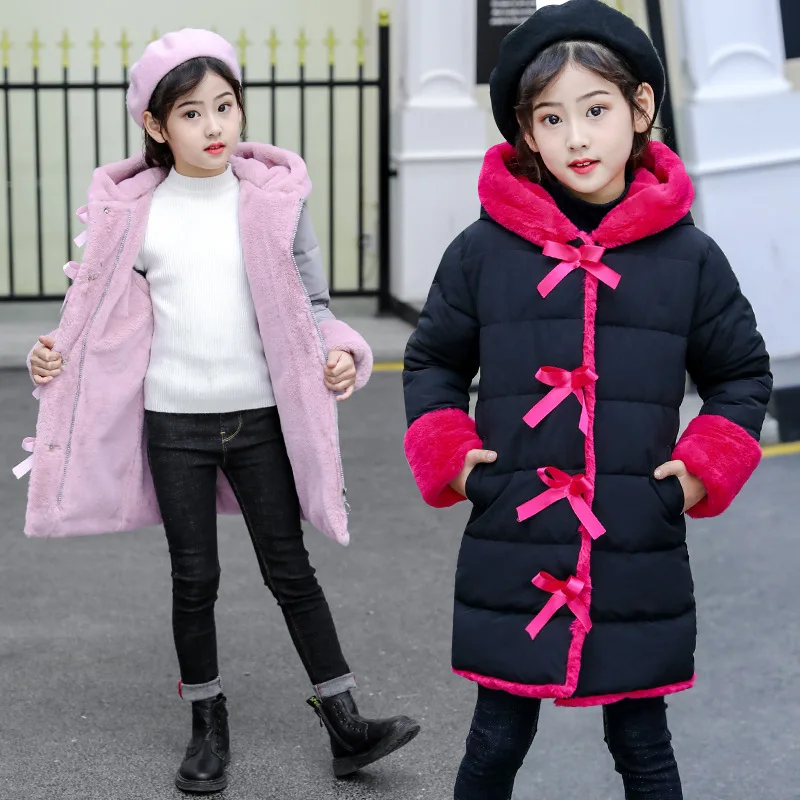 Olekid/ г. Осенне-зимняя куртка для девочек, Вельветовая теплая длинная парка для девочек От 3 до 11 лет пальто для девочек-подростков детский зимний комбинезон, верхняя одежда