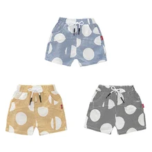 Летние детские короткие штаны в полоску и горошек для мальчиков, Детские повседневные хлопковые шорты до колена