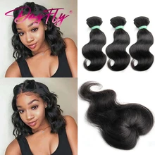 

Short Body Wave Bundles With Closure Natural Human Hair 3 Bundles Peruvian Hair With Closure Natural Wave Human Hair Extensions