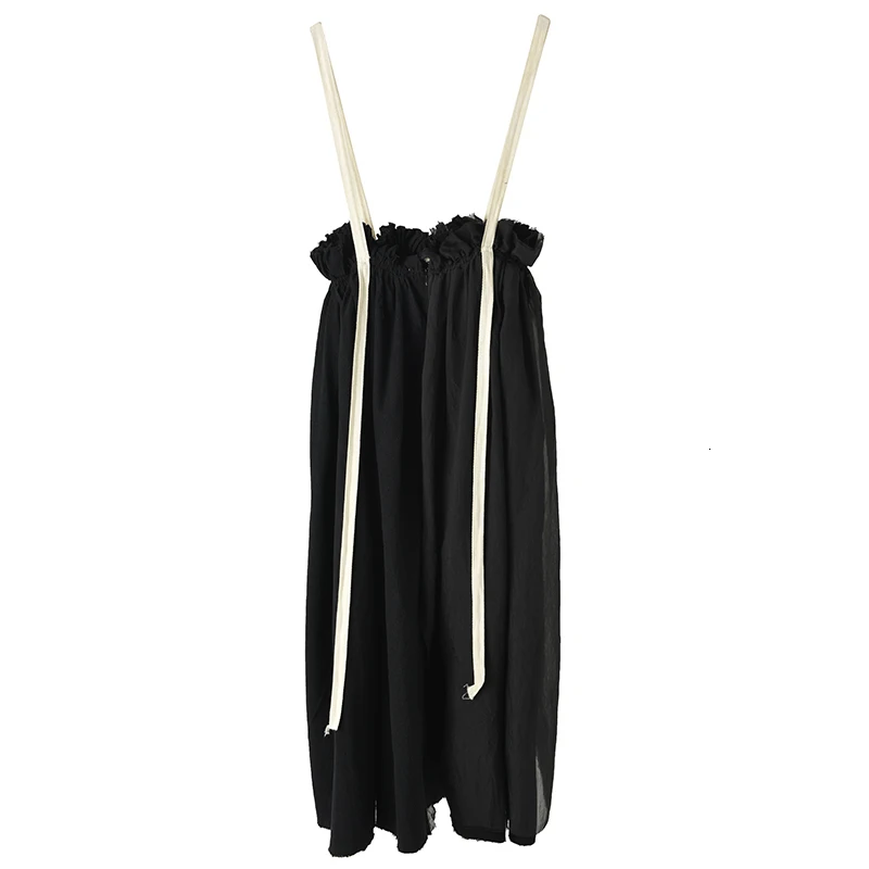[EAM] высокая эластичная черная плиссированная юбка без бретелек для темпераментных женщин, модная новинка весна-осень LA9230 - Цвет: Black