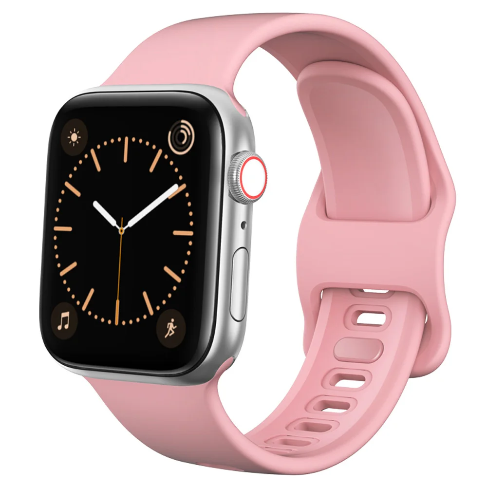 Резиновый спортивный ремешок для Apple watch 38 мм 40 мм 42 мм 44 мм силиконовый браслет на запястье для iwatch серии 5 4 3 2 1 ремешок для часов - Цвет ремешка: Pink