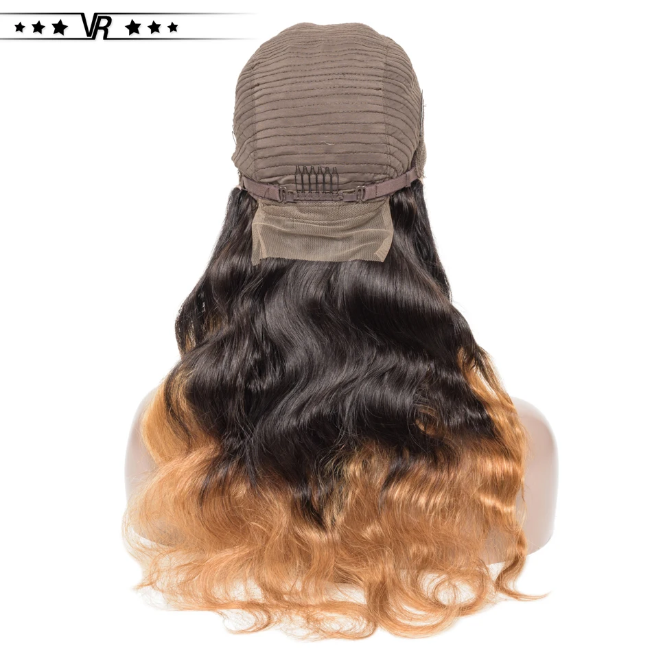 Парики из натуральных волос на кружевной основе с эффектом омбре VR Star, бразильские волосы 1B/27 цветов, предварительно выщипанные парики на кружевной основе для черных женщин