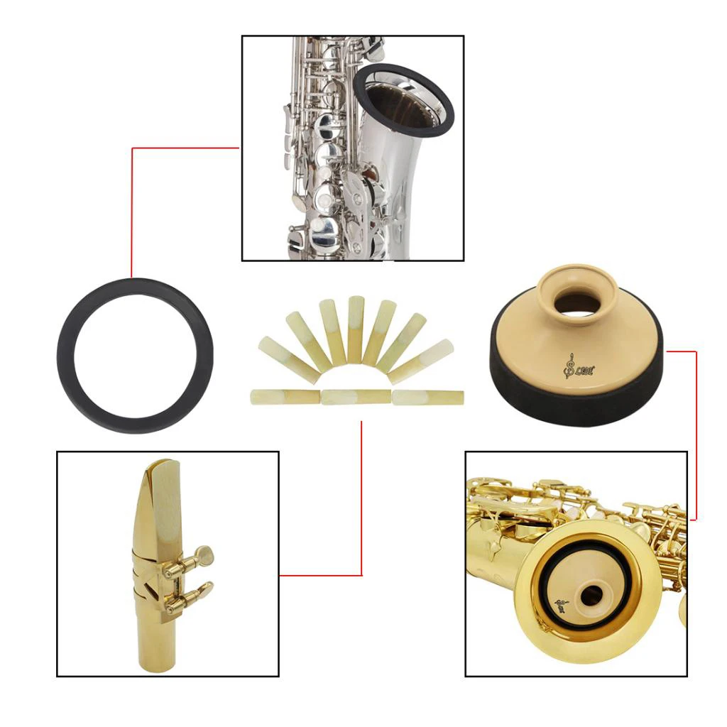 Альт саксофон аксессуары комплект Reeds+ Mute+ глушитель кольцо для саксофона аксессуары