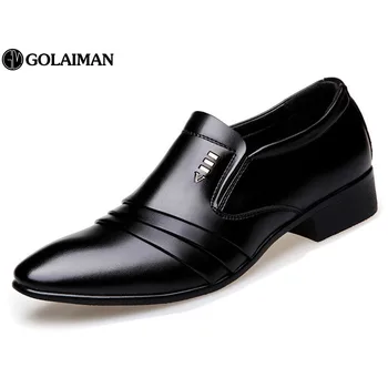 

GOLAIMAN Men's Leather Dress Shoes Formal Fashion Wedding Office Banquet Luxury Shoes for Men Large Size Pointed