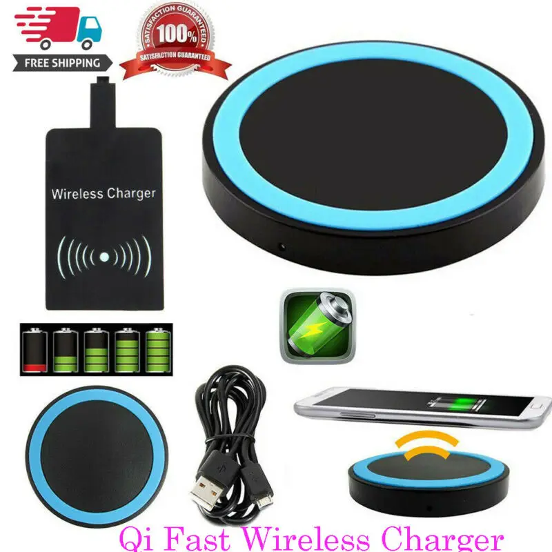 

Fast Wireless Charger Qi Charging Pad With Receiver for iPhone 6 6 plus Samsung
