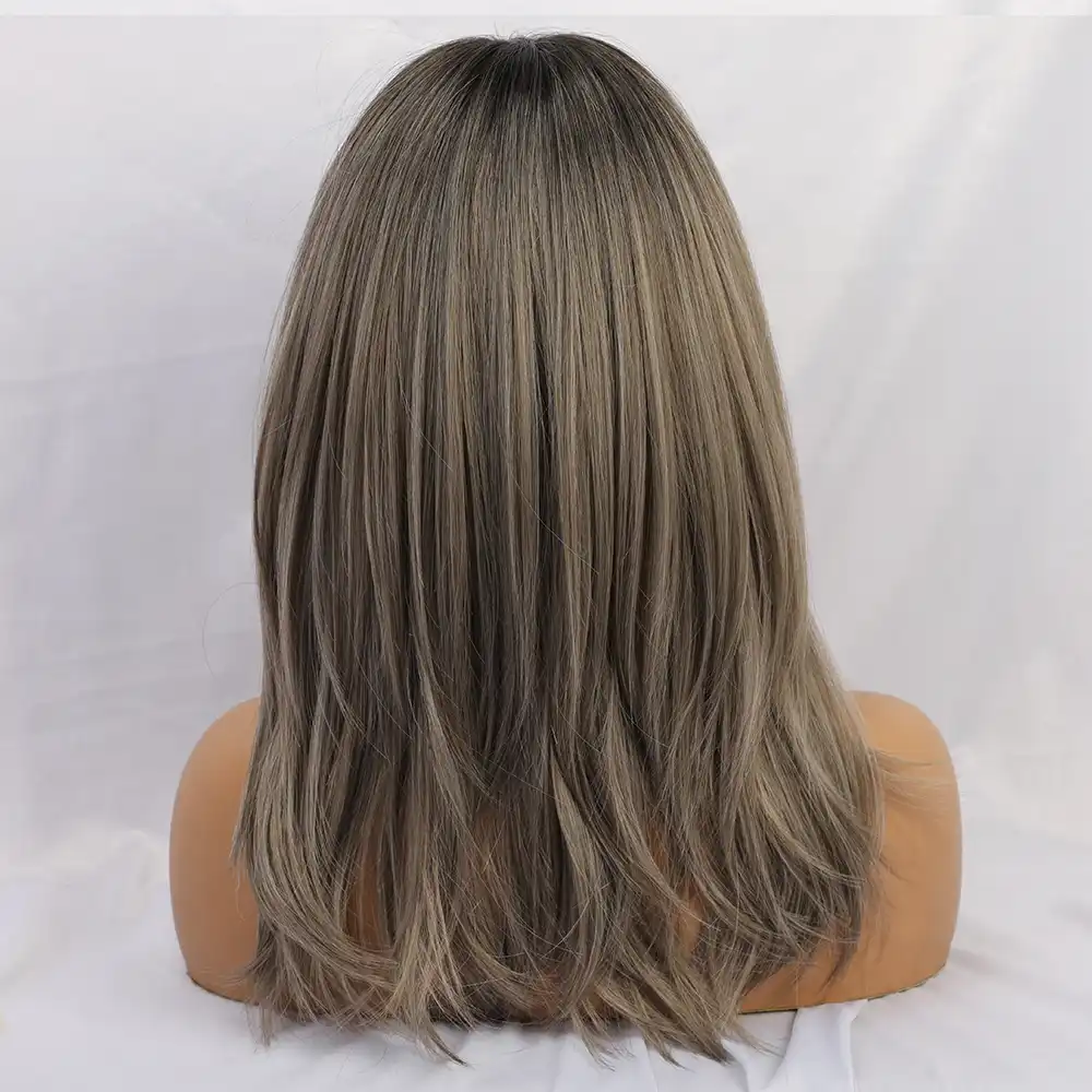 Blonde Unicorn Synthetic Wigs With Side Bangs Natural Wave Dark