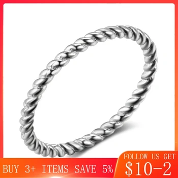 

CodeMonkey Twist Rings For Women Hot Sale 100% Real Sterling Silver Lucky Ring Simple Design Engagement Gift CMR772