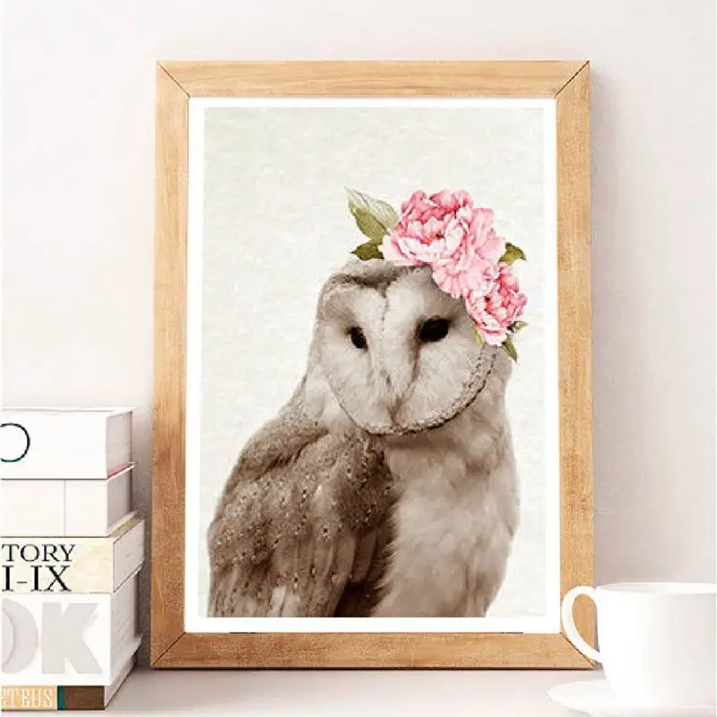 Woodland-Animals-Canvas-Poster-Nursery-Wall-Art-Print-Watercolor-Flower-Cute-Hedgehog-Bear-Fox-Owl-Painting (1)