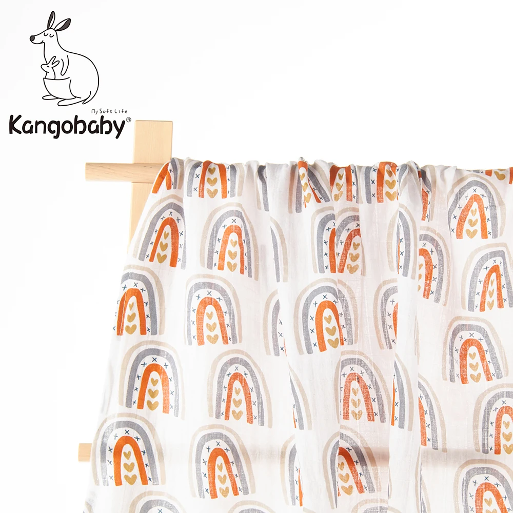 Kangobaby # Rainbow Island #2 pièces/ensemble le modèle le plus tendance bébé mousseline Swaddle couverture Swaddle ensemble nouveau-né (lot de 2)