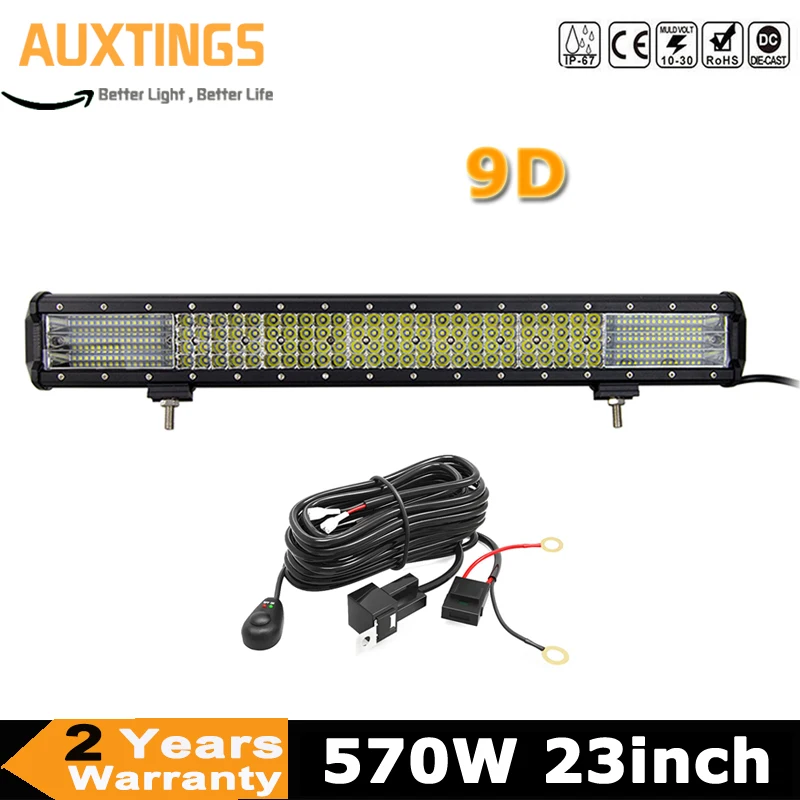 

AUXTINGS 23" inch Quad-Rows 9D LED Work Light Bar Flood and Spot 570W led bar for Driving Off-Road Boat Car Tractor 4x4 SUV ATV