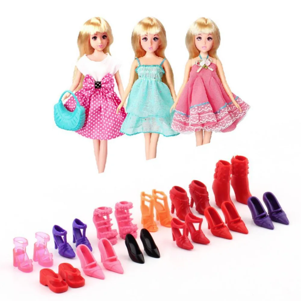 12 пар кукольных туфель высокого качества; модная Милая обувь разных цветов; детская игрушка-кукла; модная Милая разноцветная обувь для