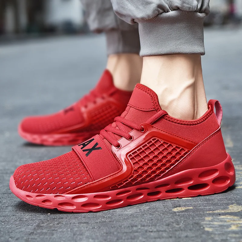 Red A Обувь; мужские кроссовки; Ультра спортивная обувь; Zapatillas Deportivas Hombre; Вулканизированная обувь; Мужская обувь; Sapato Masculino Krasovki; высокое качество; размеры 36-48 - Цвет: Red A