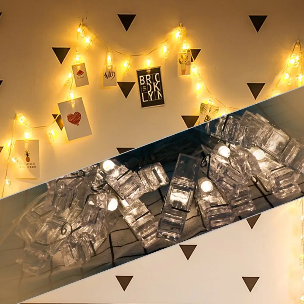 

1.5M/3M/4.5M/6M LED Light String Christmas Garland for Photo Clip String Lights Chain Battery USB Powered Copper Wire Light