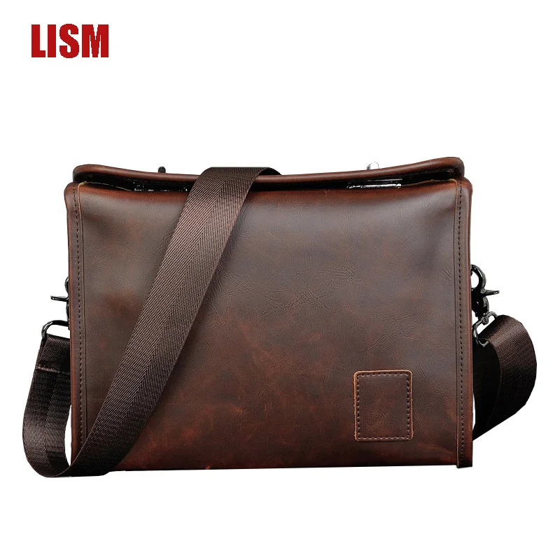 

LISM European And American Boutique Vintage Men's Shoulder Messenger Bag Luxury Bag High Quality Bags Double Twist Lock Design