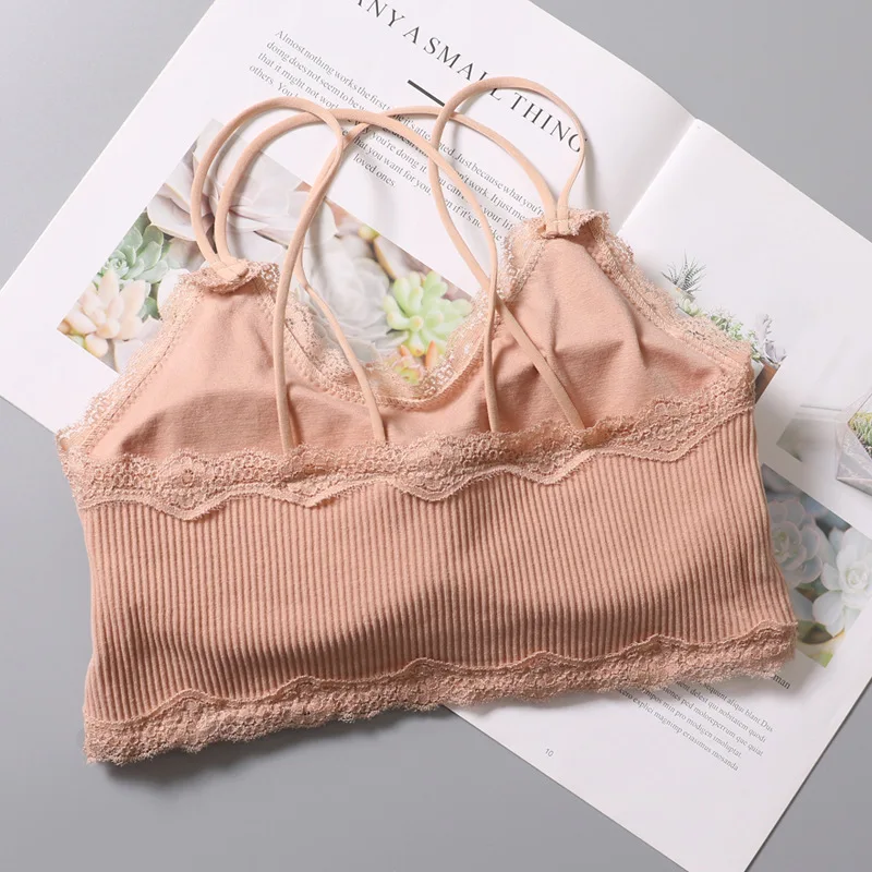 Кружевной топ труба женские бюстгальтеры с подкладкой бесшовное нижнее белье