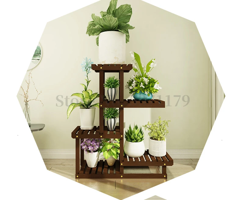 Landing Type Flower Airs Indoor Multi-storey Balcony Solid Wood Shelf Chlorophytum Flowerpot