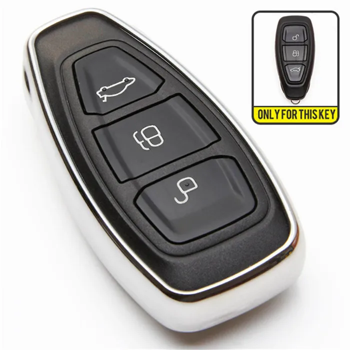 Silver Чехол для ключей из ТПУ для Ford Fiesta ST Ranger Mondeo Mk5 Explorer 5 Mk4 Focus 3 Everest s Max аксессуары для ключей - Название цвета: Silver
