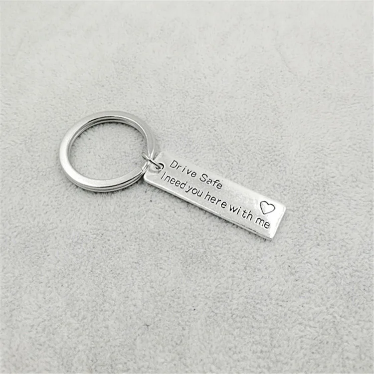 

1piece diy Keychain metal Pendant Drive Safe I need you here with me Handmade Key chains