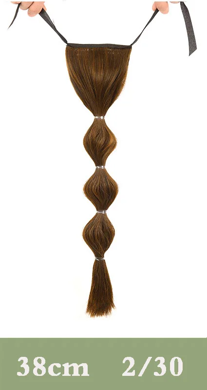 DIFEI, 58 см, синтетические накладные волосы, длинные прямые накладные волосы на заколках, накладные волосы, накладные волосы с веревкой, пузырьковый хвост пони - Color: 2I30-38cm