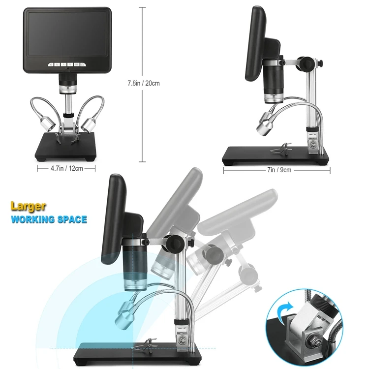Andonstar 7 дюймов цифровой микроскоп 100X HD 3D видео микроскопы ювелирные изделия PCB телефон ремонт паяльник инструмент изображение повернуть Лупа