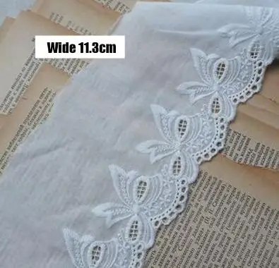 РОСКОШНЫЙ ХЛОПОК с цветочной вышивкой белая кружевная ткань отделка ленточный пошив Свадебная широкая аппликация воротник гипюр платье Свадебный декор - Цвет: White 3