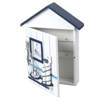 

Mediterranean House Key Storage Holder Case Wall Mounted Wooden Storage Box