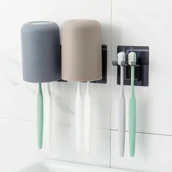 

Plastic Bathroom Vanity Toothbrush Holder Cup Hygienic Dental Storage Organizer