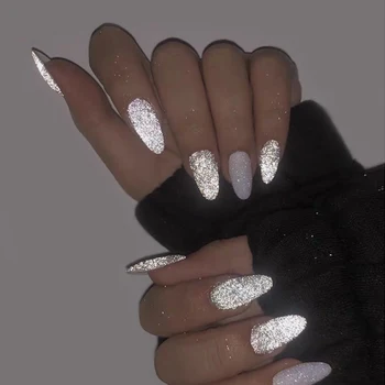 

20g Reflection Nail Powder Grey White Dazzing Super Bright Pigment Powder Light In Photoflash Party Nail Art Decoration DROPSHIP
