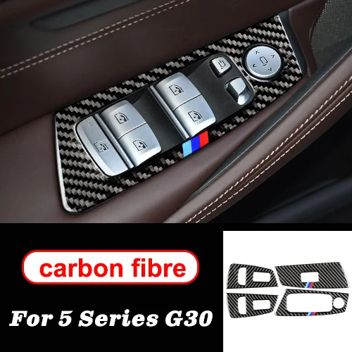 Углеродное волокно автомобильный контроль оконного подъемника переключатель Декор панель подлокотника наклейка для BMW G30 5 серии интерьер LHD RHD аксессуары - Название цвета: Armrest Panel