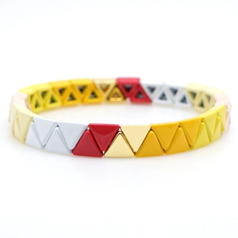 Bohemian Bracelet Handmade Friendship Braided Stackable Enamel Rainbow Tile Bracelet Fashion Street Photography Bangles Dropship - Окраска металла: HDB048-6