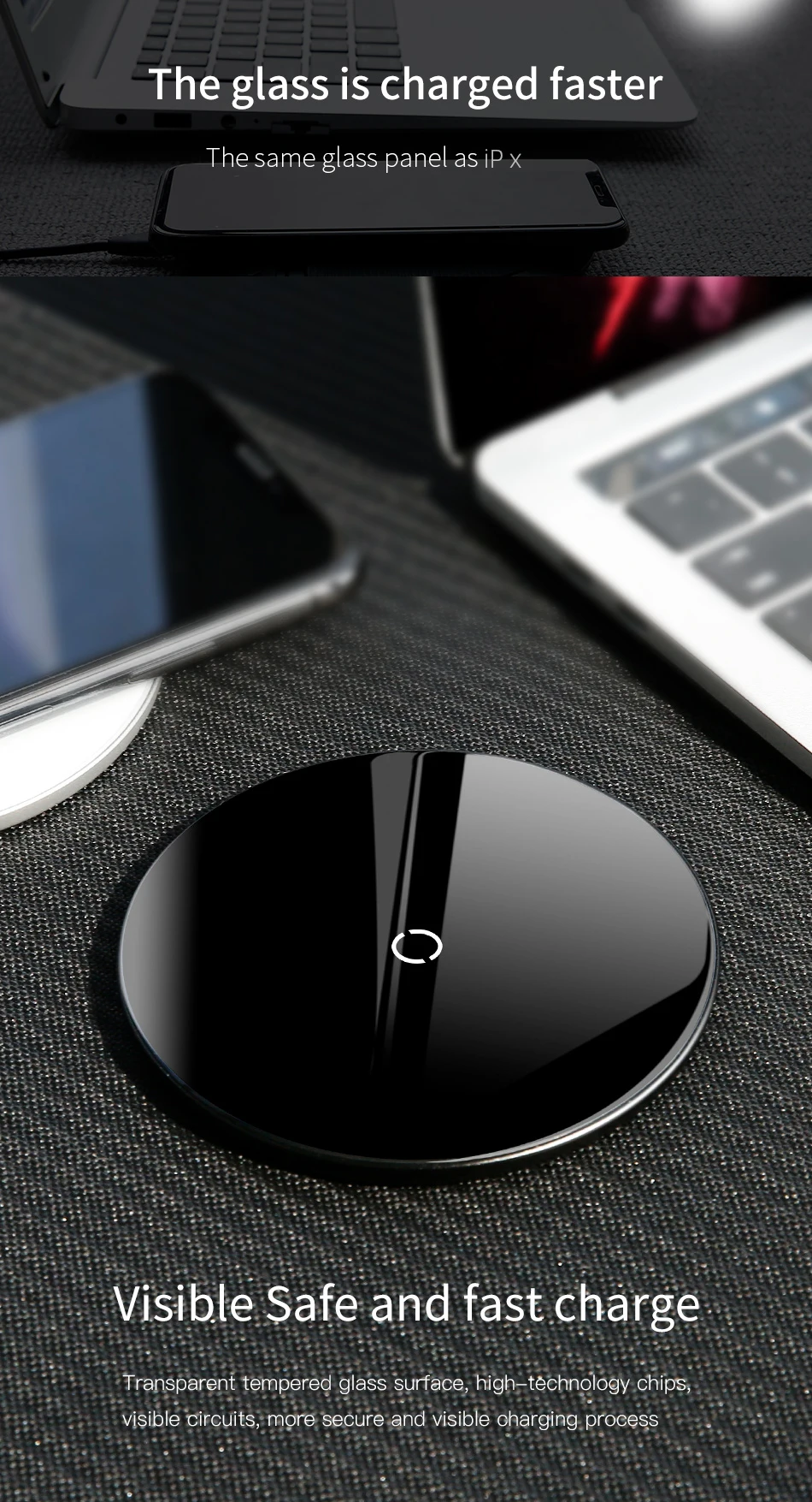 wireless charging station Baseus 10W Qi Wireless Charger For iPhone 12 11 Pro Xiaomi Wireless Charger Visible Charger Pad For Samsung Mobile Phone Charger samsung wireless charger