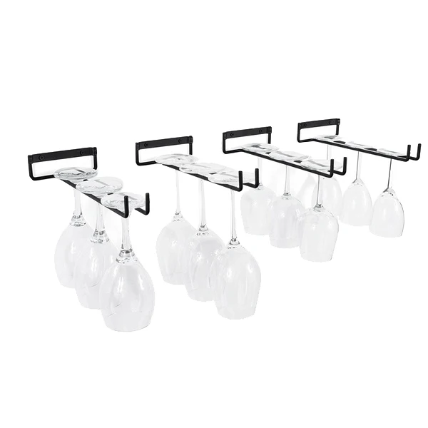 5 Pcs Stemware Wine Glass Storage Rack Wall Mountable Kitchen Storage Rack Black 11 Inch 30cm