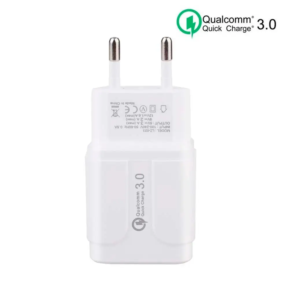 18 Вт QC 3,0 быстрое зарядное устройство usb зарядка для мобильного телефона зарядное устройство USB для путешествий быстрое зарядное устройство для iPhone samsung S10 Xiaomi huawei - Тип штекера: EU  White