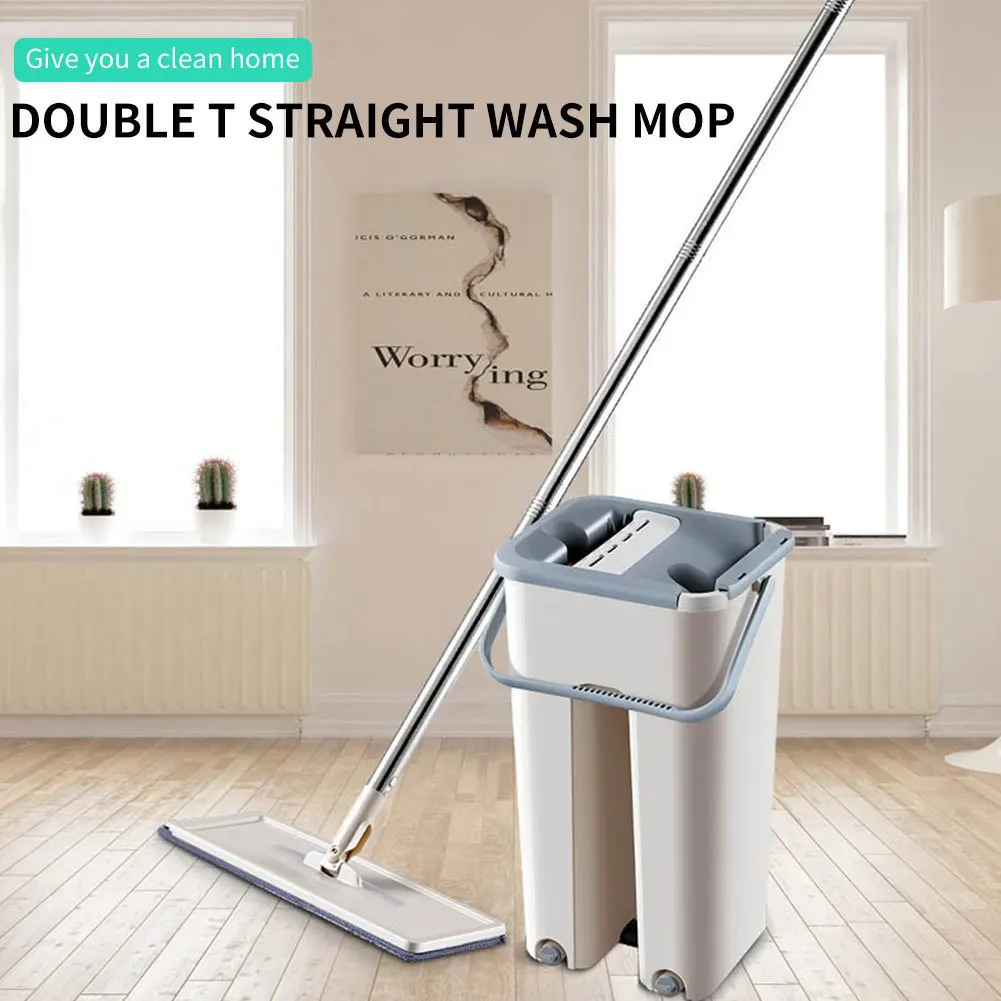 

Magic Cleaning Mops Free Hand Spin Cleaning Microfiber Mop with Bucket Flat Squeeze Spray Mop Home Kitchen Floor Cleaning Tool