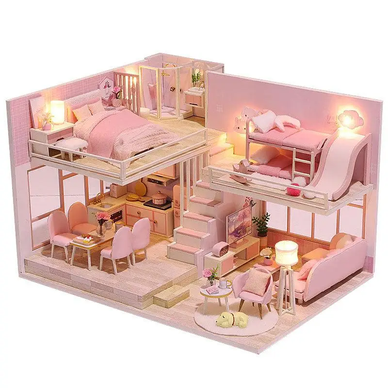 Furniture Diy Doll House Wooden Miniature Doll Houses Furniture Kit Puzzle Handmade Dollhouse Craft Toys For Children Girl Gifts 1