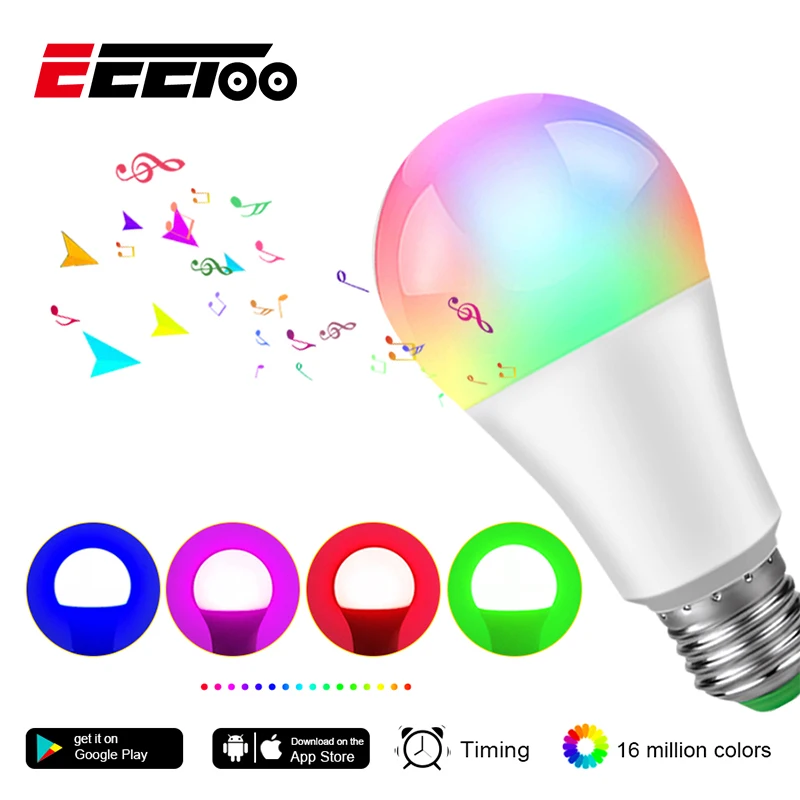 Светодиодсветодиодный смарт лампа EeeToo E27/B22 15 Вт с Bluetooth|Светодиодные лампы и